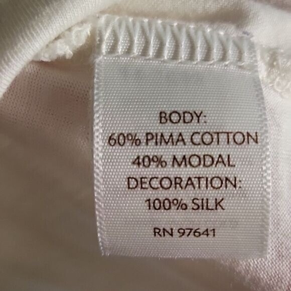 J. Jill Womens Silk-Trimmed‎ Henley Long Sleeve Shirt L White Pima Cotton/Modal - Picture 3 of 5